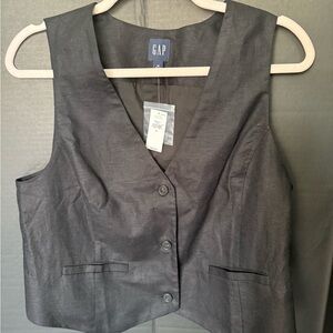 GAP Black Fitted Button-Up Vest